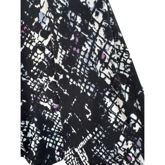 Chelsea & Theodore Abstract Flowy Print Skirt L Black & White - Picture 6 of 12